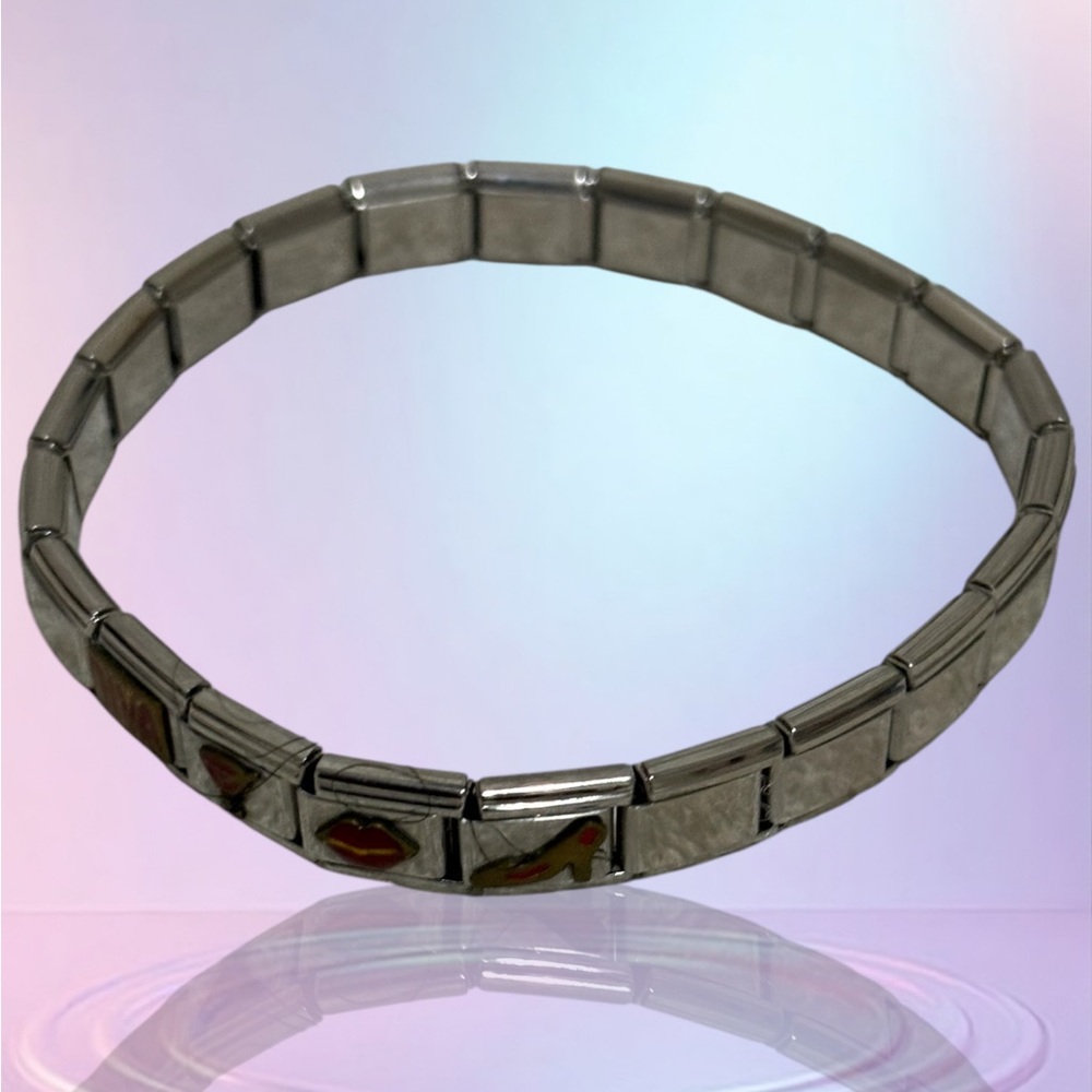 Silver/Red Interlocking Links 3/8" Lightweight St… - image 6